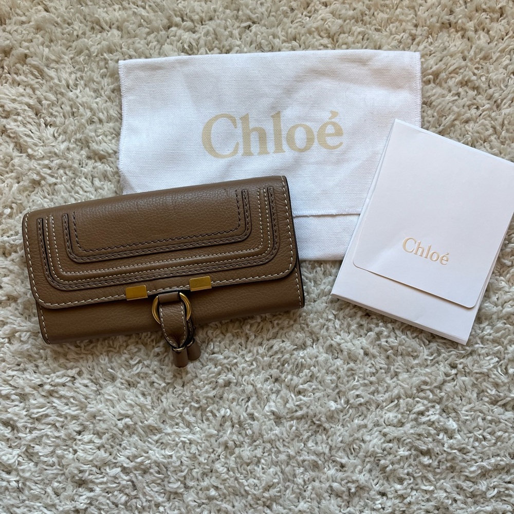EUC Chloe Marcie Long Flap Wallet Nut